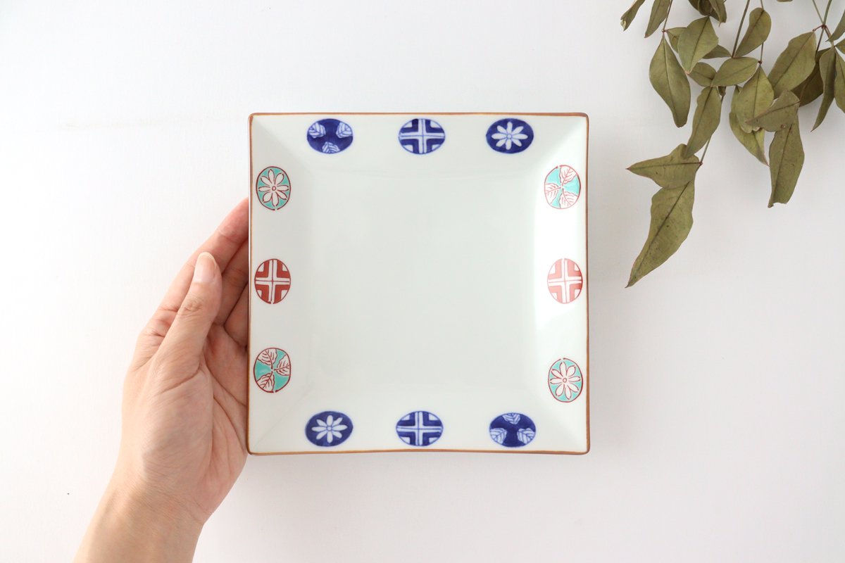 Squre Plate Round Pattern 16.5㎝/6.49in | Sushi Plate Arita Ware