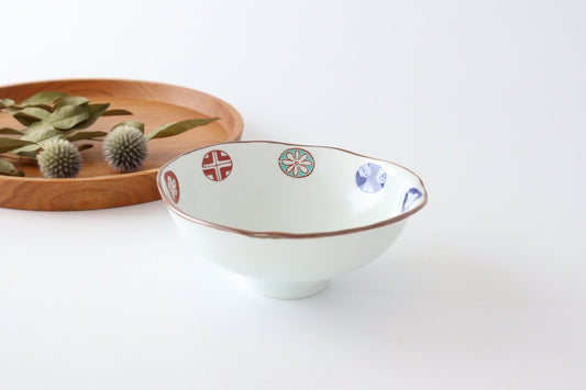 Cutting Bowl Porcelain Dyed Nishiki Maru Crest Arita Ware