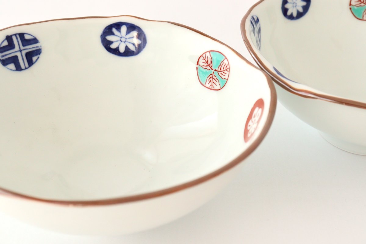 Cutting Bowl Porcelain Dyed Nishiki Maru Crest Arita Ware