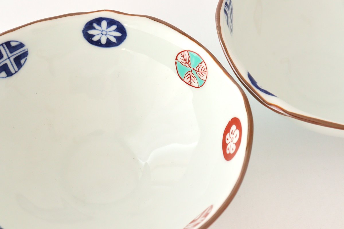 Cutting Bowl Porcelain Dyed Nishiki Maru Crest Arita Ware