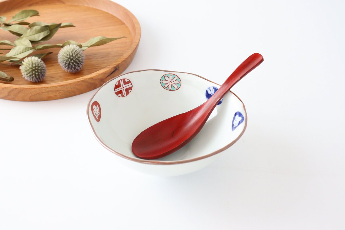 Cutting Bowl Porcelain Dyed Nishiki Maru Crest Arita Ware