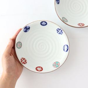 Oval plate, porcelain, dyed Nishiki round pattern, Arita ware