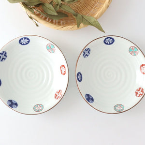 Oval plate, porcelain, dyed Nishiki round pattern, Arita ware