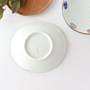 Oval plate, porcelain, dyed Nishiki round pattern, Arita ware