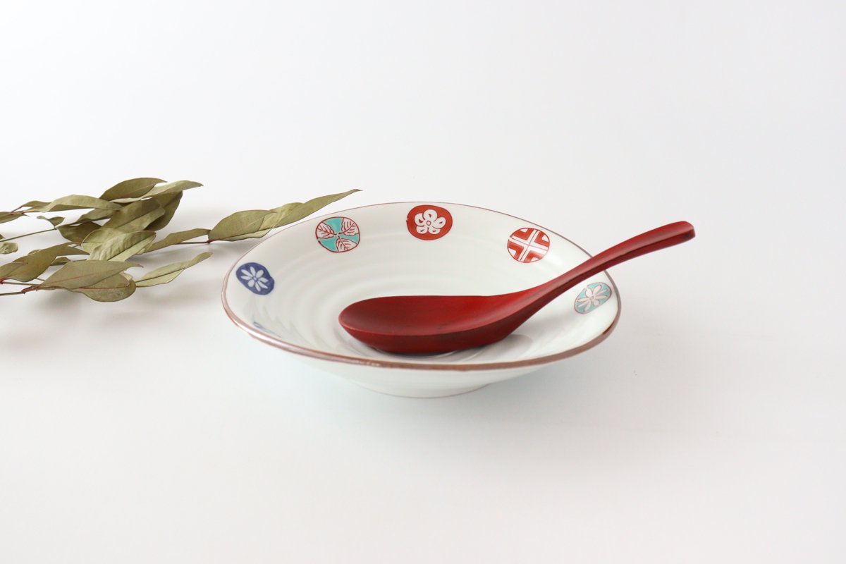 Oval plate, porcelain, dyed Nishiki round pattern, Arita ware