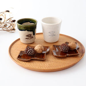 Tea heart small plate, pine bark rhombus, candy, pottery, Kitagama, Kasen, Hiroshige Kato, Seto ware