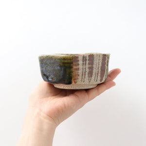 Kitagama Kasen Hiroshige Kato Hexagonal Small Bowl Oribe Line Pattern | Kobachi Seto Ware