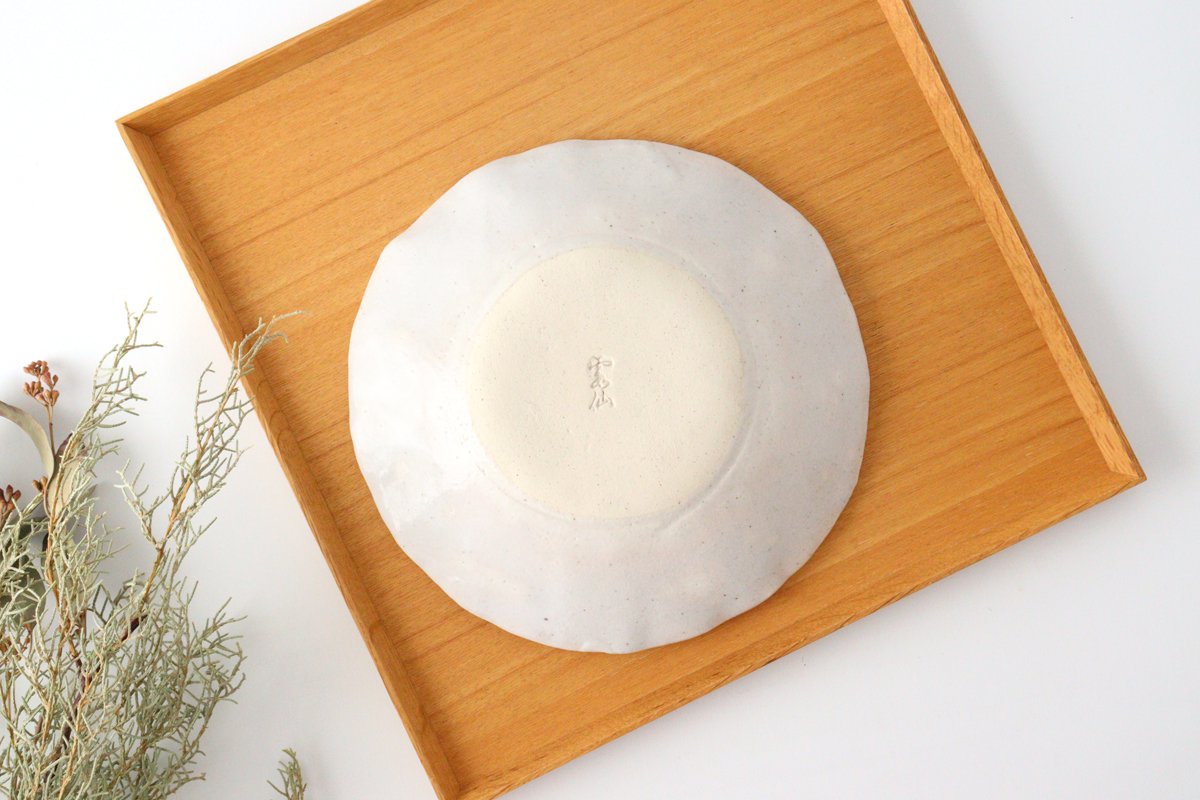 Kitagama Kasen Hiroshige Kato Flat Bowl White Flower | Serving Bowl Seto Ware