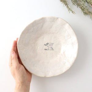 Kitagama Kasen Hiroshige Kato Flat Bowl White Flower | Serving Bowl Seto Ware