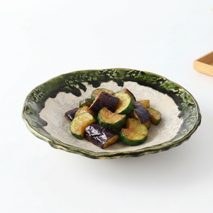Kitagama Kasen Hiroshige Kato Flat Bowl Oribe | Serving Bowl Seto Ware