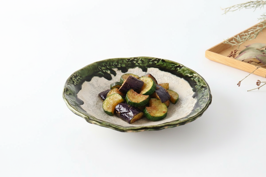 Kitagama Kasen Hiroshige Kato Flat Bowl Oribe | Serving Bowl Seto Ware