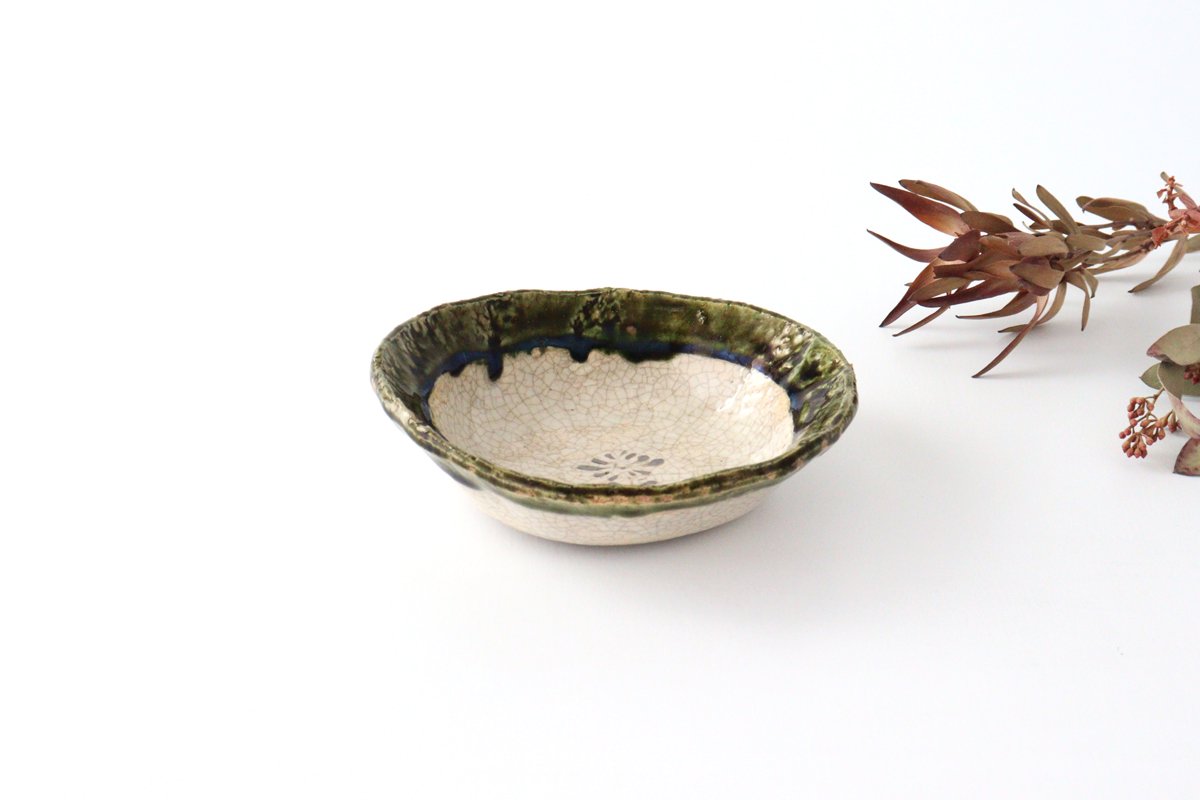 Kitagama Kasen Hiroshige Kato Small Bowl Oribe Flower | Kobachi Seto Ware