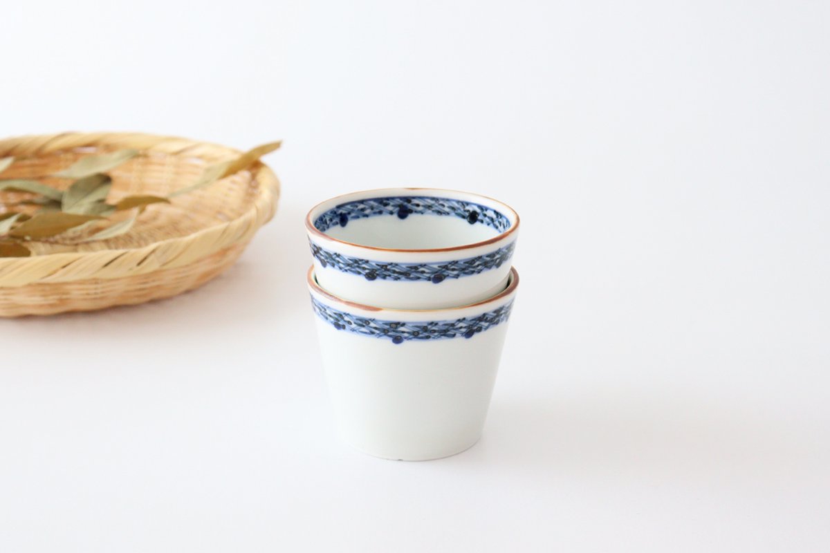 Soba Choko Blue-lined Pattern | Free Cup Arita Ware