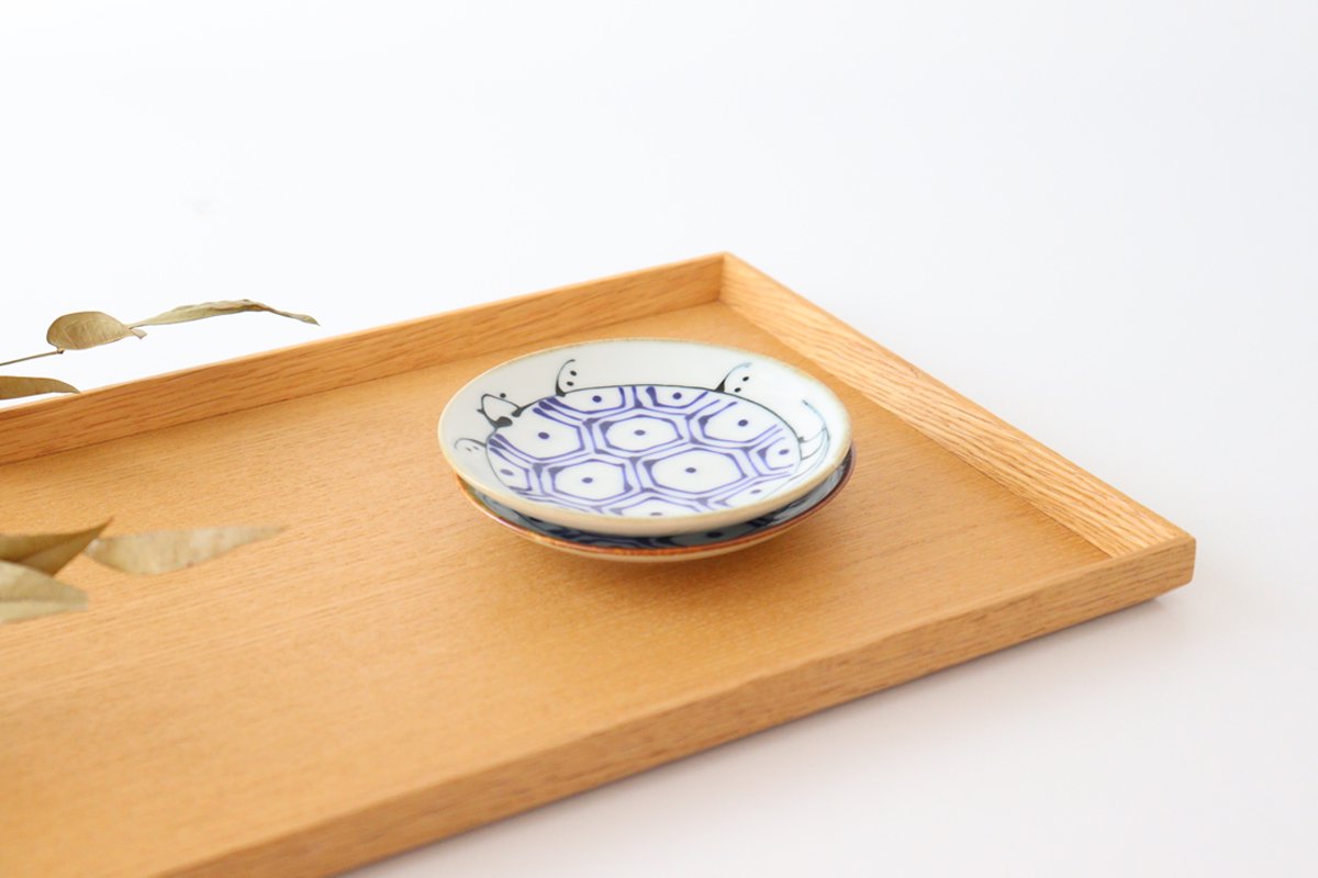 Small plate turtle pottery kotohogi Hasami ware