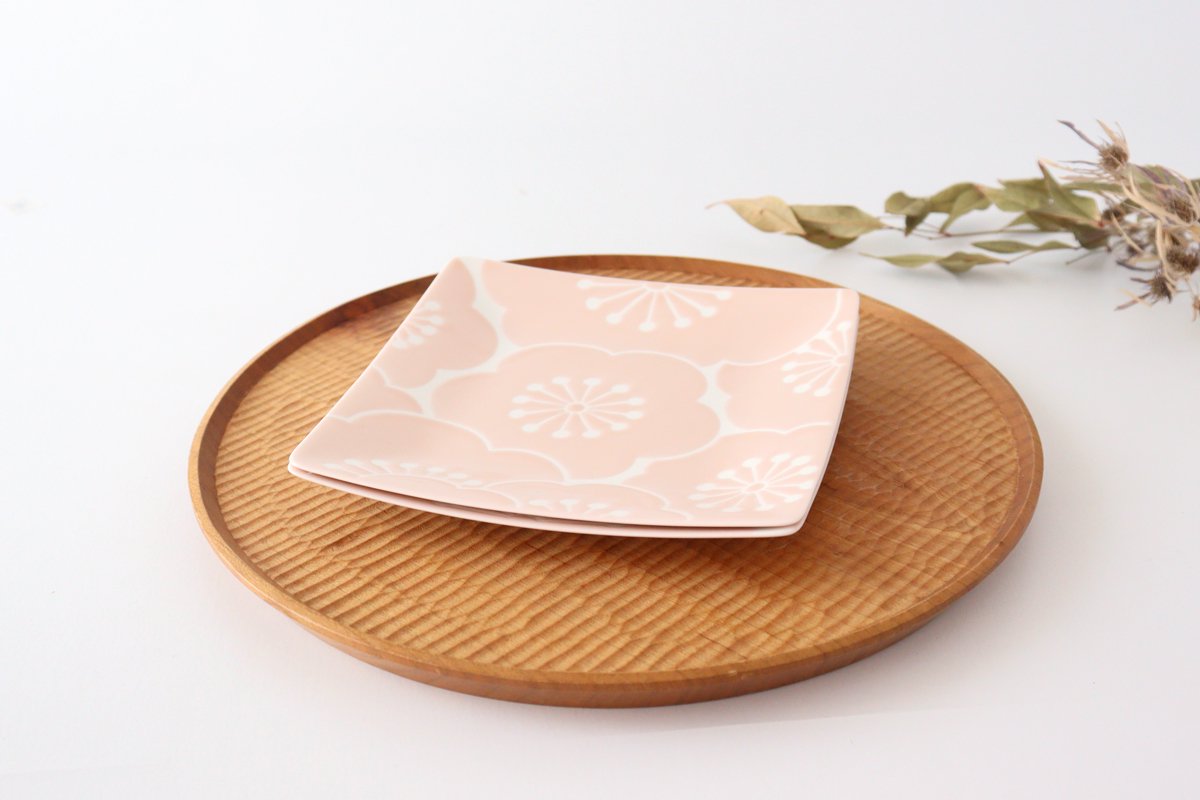 Square Plate Plum Peach | Hasami Ware