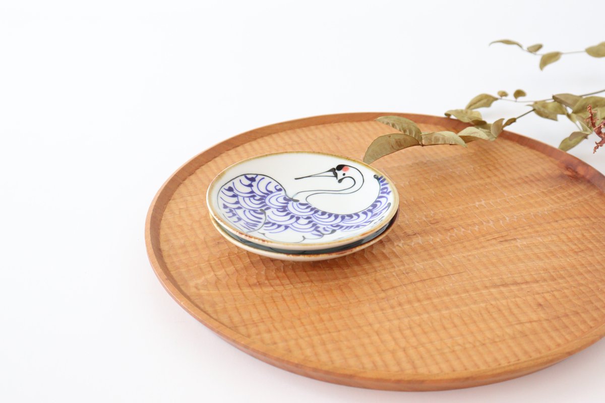 Small plate Tsuru pottery kotohogi Hasami ware
