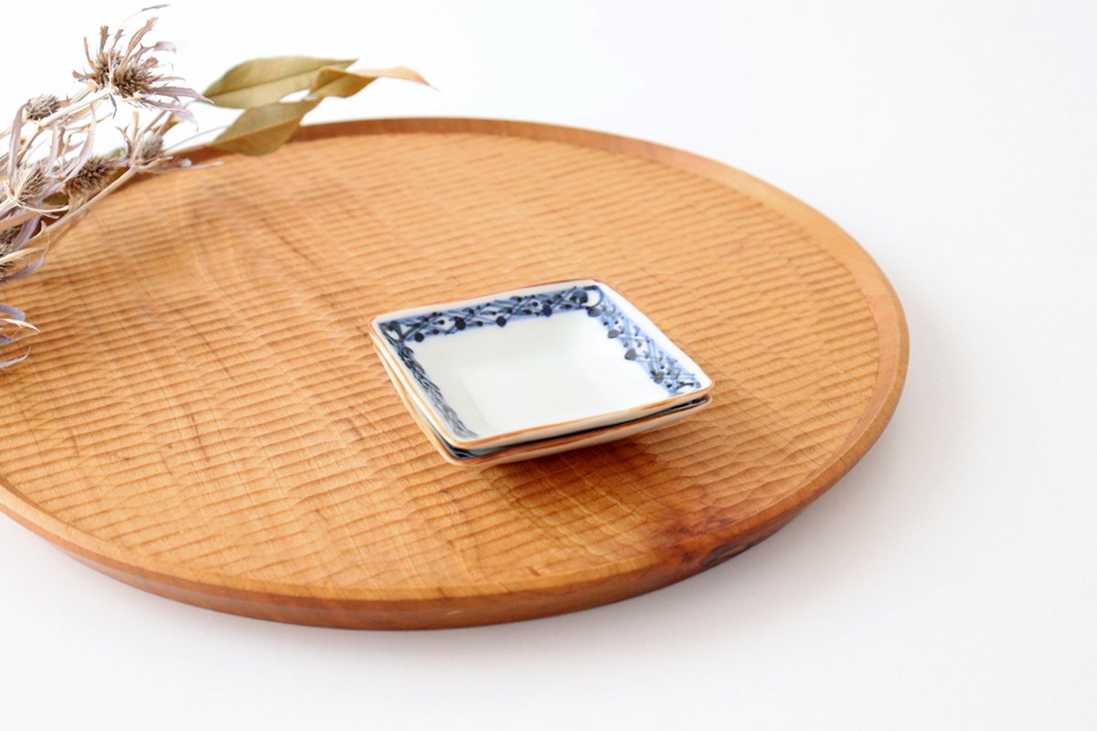 Square Sauce Plate Blue-lined Pattern | Arita Ware