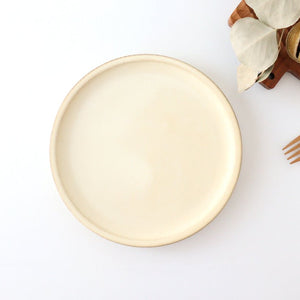Round plate 21cm ivory pottery Sucre Hasami ware