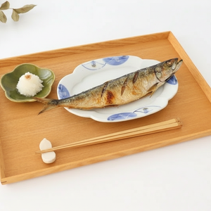 Zoho Kiln Oval Plate Blue Camellia | Mino Ware