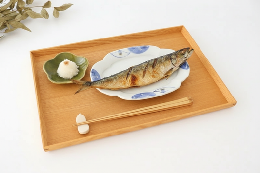 Zoho Kiln Oval Plate Blue Camellia | Mino Ware