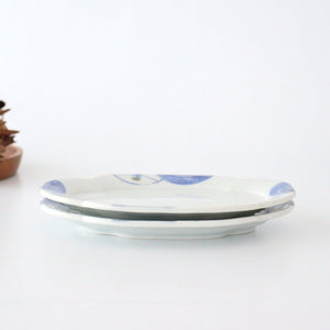 Mukuro plate, dyed camellia, porcelain, Kurochin kiln, Mino ware