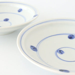 Japanese plate, dyed flower pattern, porcelain, Kurochin kiln, Mino ware