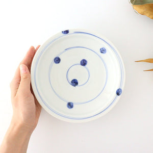 Japanese plate, dyed flower pattern, porcelain, Kurochin kiln, Mino ware