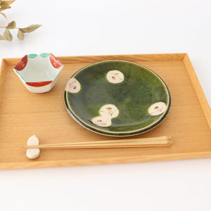 Medium plate Oribe Tsubaki Pottery Kurochin kiln Mino ware