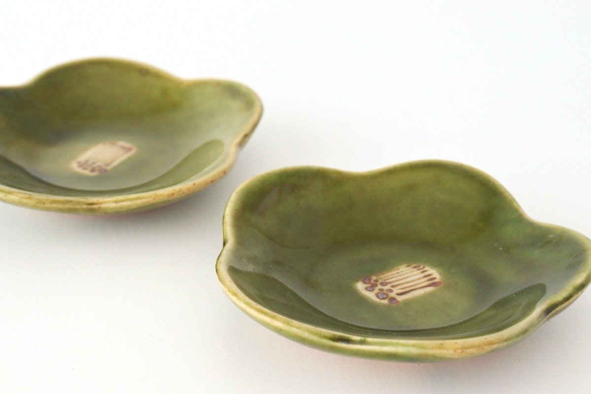 Zoho Kiln Small Plate Green Camellia | Mino Ware