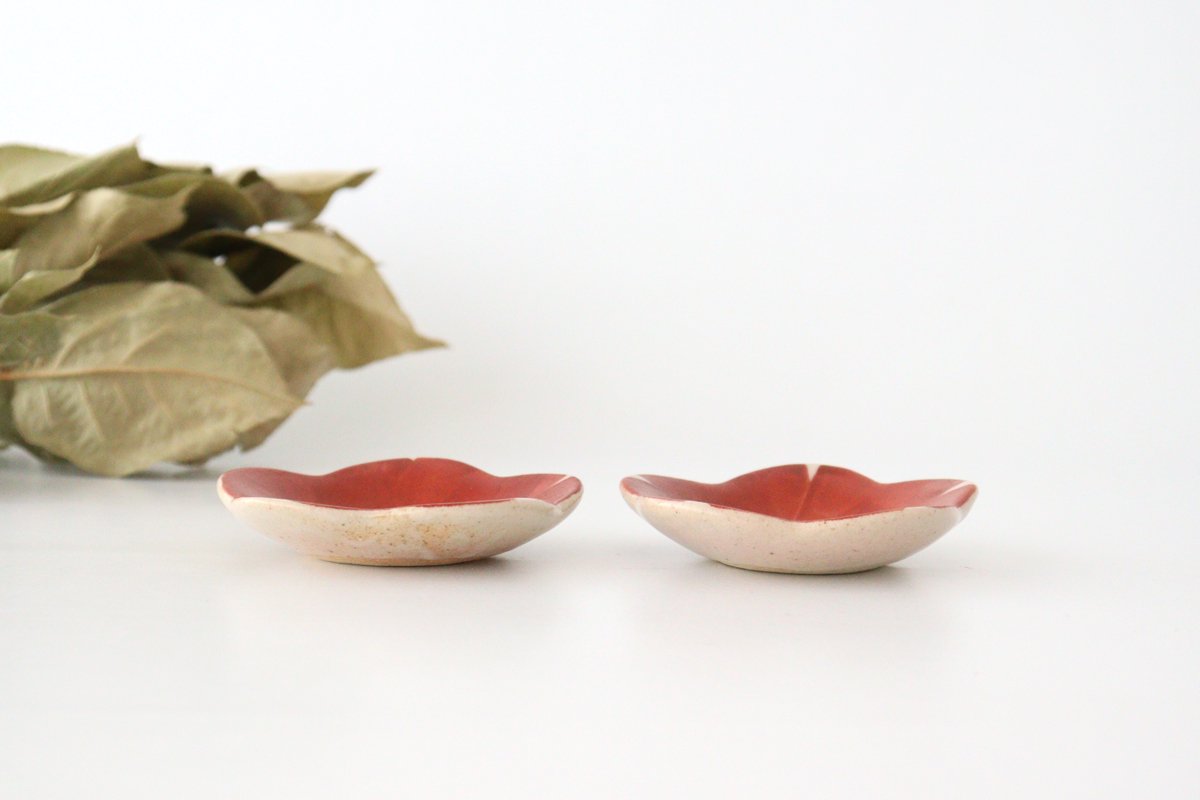 Small plate Akae Hanasaki Pottery Kurochin kiln Mino ware