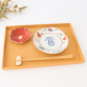 Small plate Akae Hanasaki Pottery Kurochin kiln Mino ware