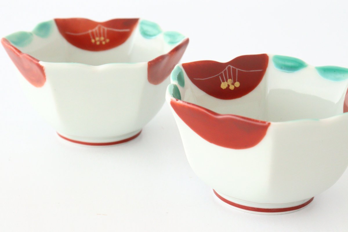 Zoho Kiln Small Bowl Red Camellia | Kobachi Mino Ware