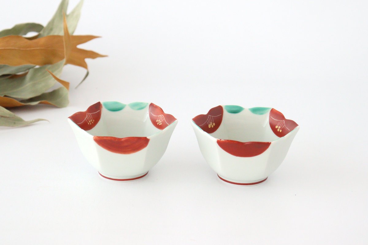 Zoho Kiln Small Bowl Red Camellia | Kobachi Mino Ware