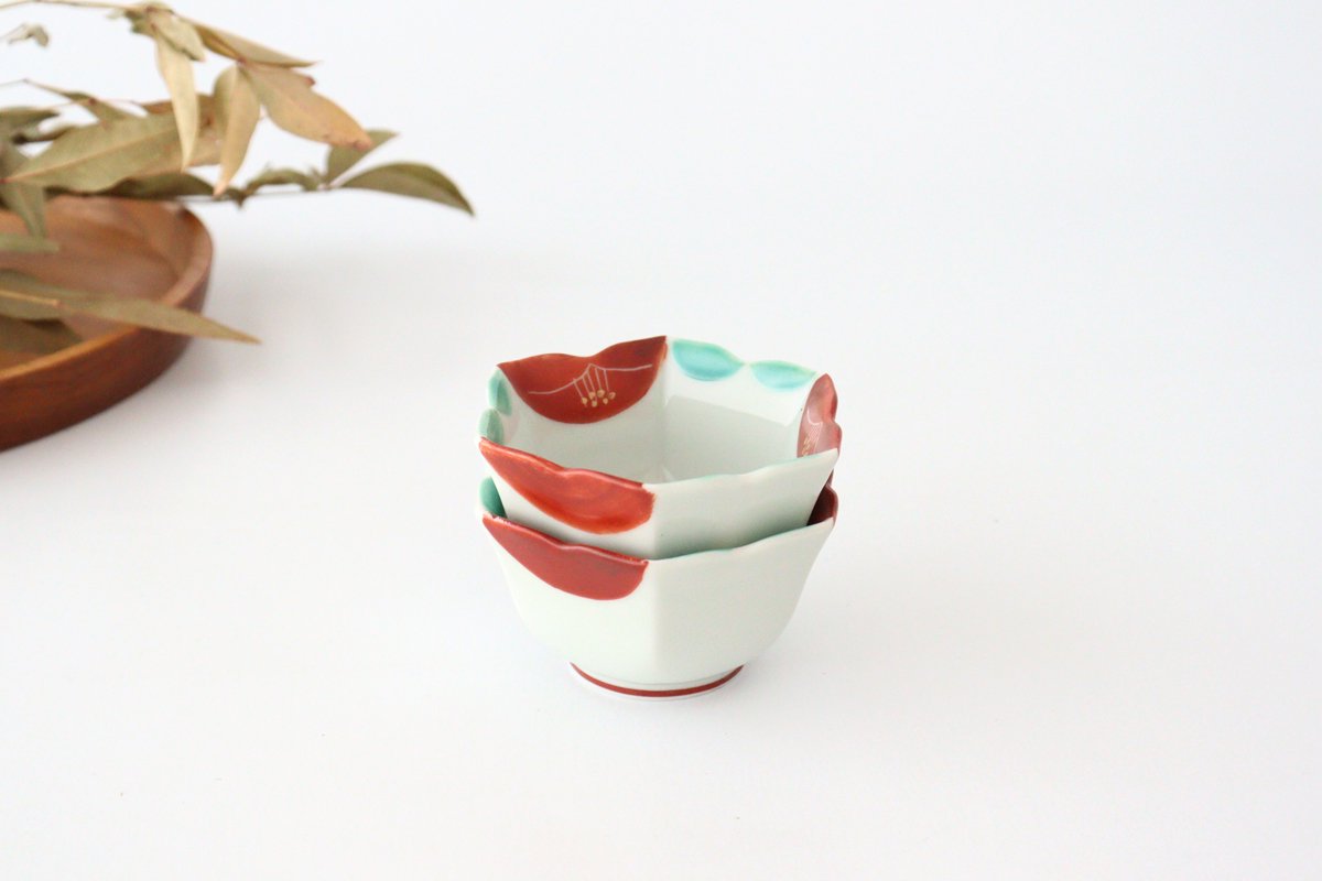 Zoho Kiln Small Bowl Red Camellia | Kobachi Mino Ware