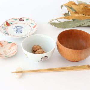 Plate with Fukuji red picture gourd pattern Porcelain Kurochin kiln Mino ware