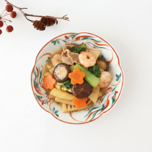 Zoho Kiln Side Plate Fuku and Red Phoenix Pattern | Mino Ware