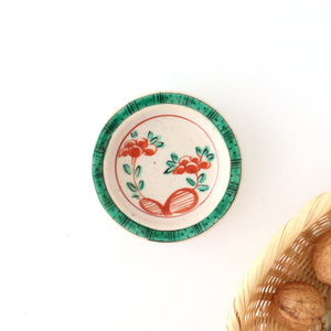 Condiment plate, red painting, pottery, Kurochin kiln, Mino ware