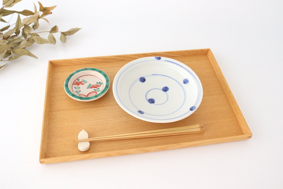 Condiment plate, red painting, pottery, Kurochin kiln, Mino ware