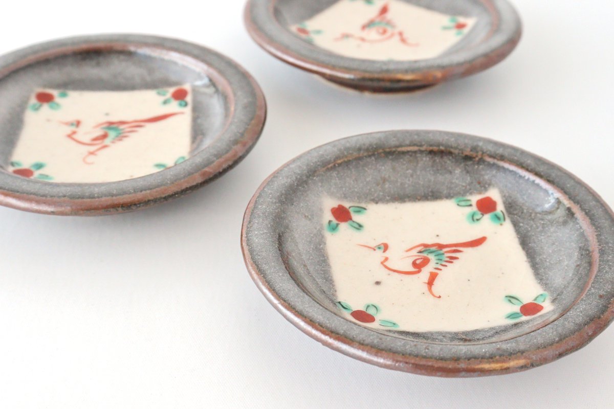 Zoho Kiln Sauce Plate Red Bird | Mino Ware