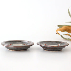 Condiment plate Nezushino pottery Kurochin kiln Mino ware