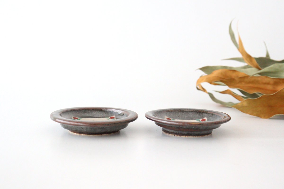 Condiment plate Nezushino pottery Kurochin kiln Mino ware