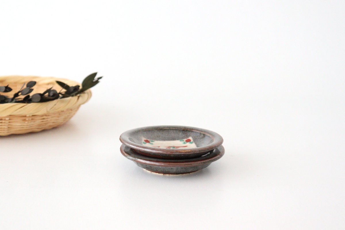 Condiment plate Nezushino pottery Kurochin kiln Mino ware