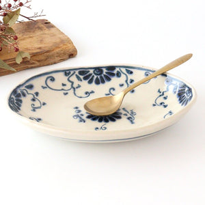 Oval Curry Bowl Blue Flower Annan | Servig Bowl Mino Ware