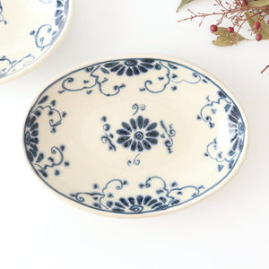 Oval Curry Bowl Blue Flower Annan | Servig Bowl Mino Ware