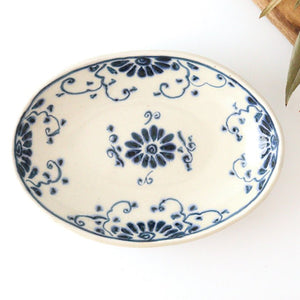 Oval Curry Bowl Blue Flower Annan | Servig Bowl Mino Ware