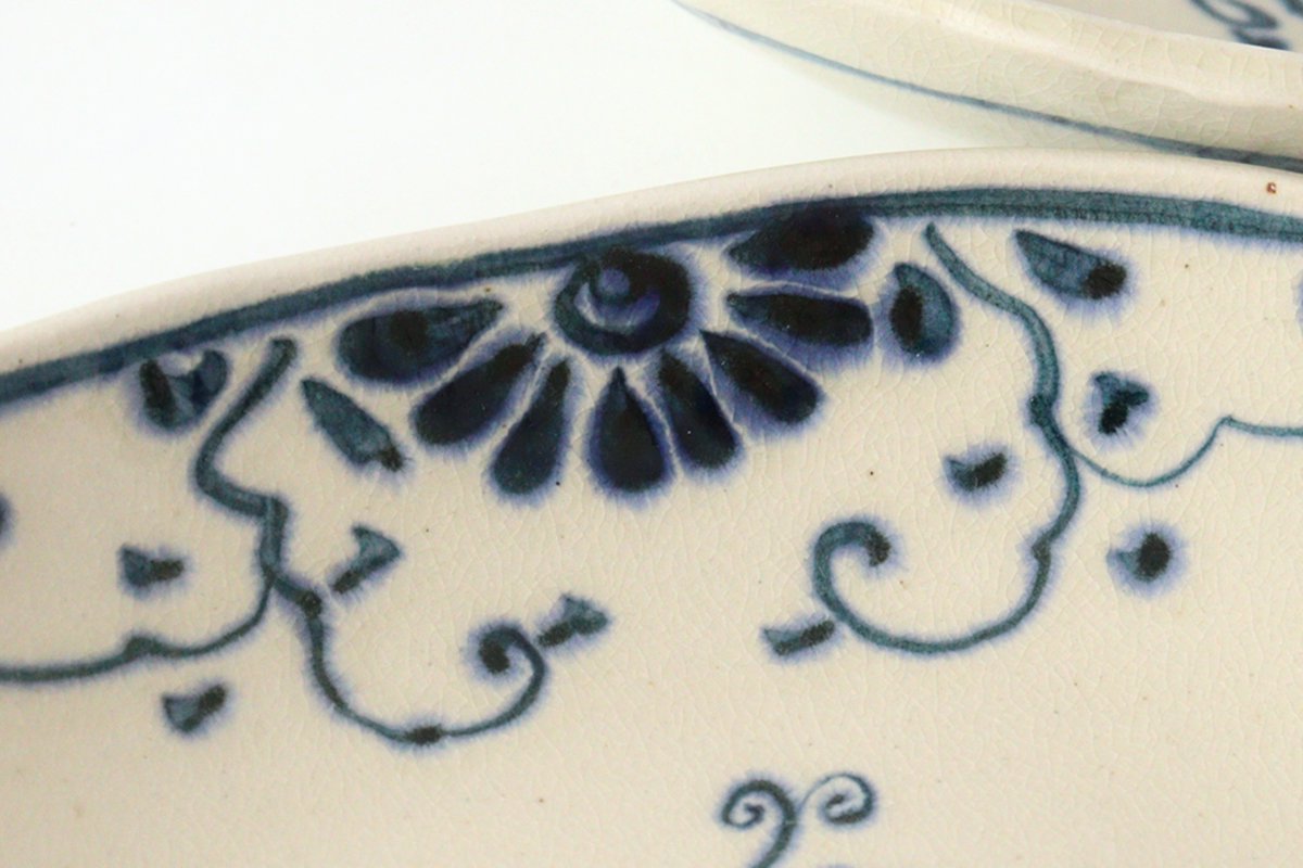 Oval Curry Bowl Blue Flower Annan | Servig Bowl Mino Ware