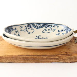 Oval Curry Bowl Blue Flower Annan | Servig Bowl Mino Ware