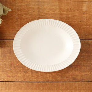 Oval Platter Chrysanthemum White | Mino Ware