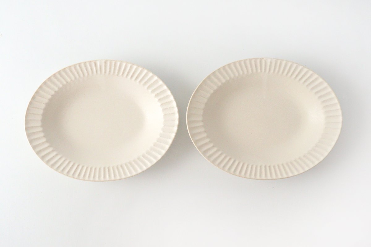 Oval Platter Chrysanthemum White | Mino Ware