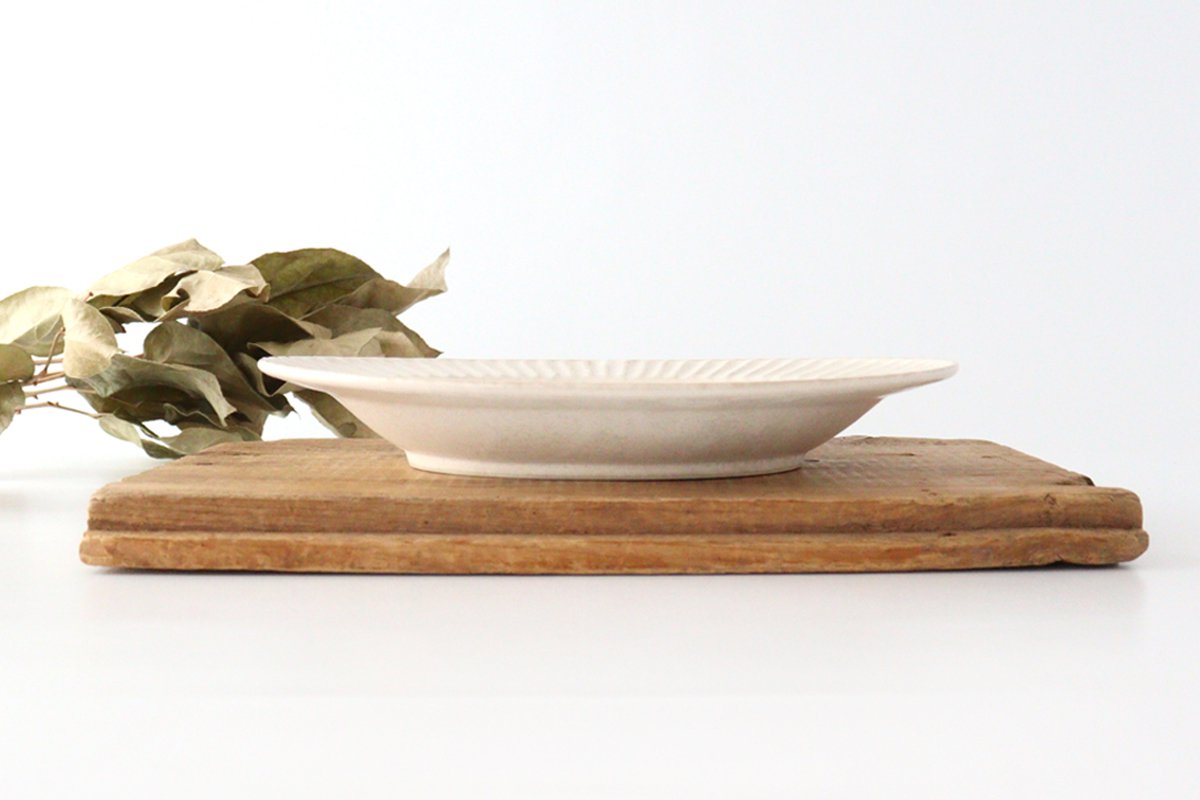 Oval Platter Chrysanthemum White | Mino Ware